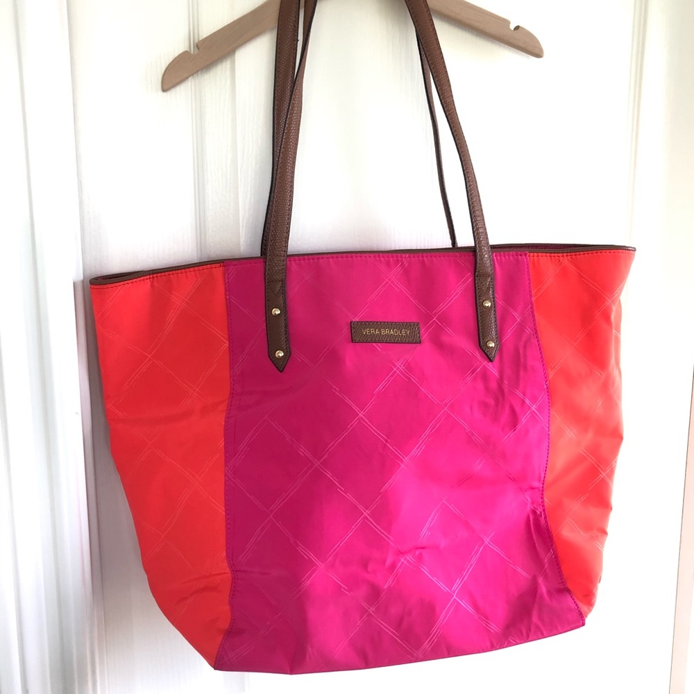 Vera Bradley Pink & Orange Zippered Tote